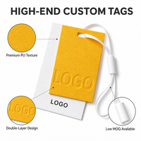 Étiquette volante en papier pour vêtements, double couche, gaufrée, minimaliste, de luxe, avec logo personnalisé et cordon de scellage, pour la mode boutique