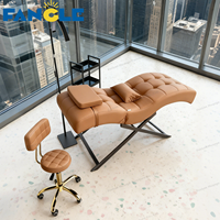 Table de massage et de soin des cils incurvée de luxe moderne en velours noir, mobilier de salon
