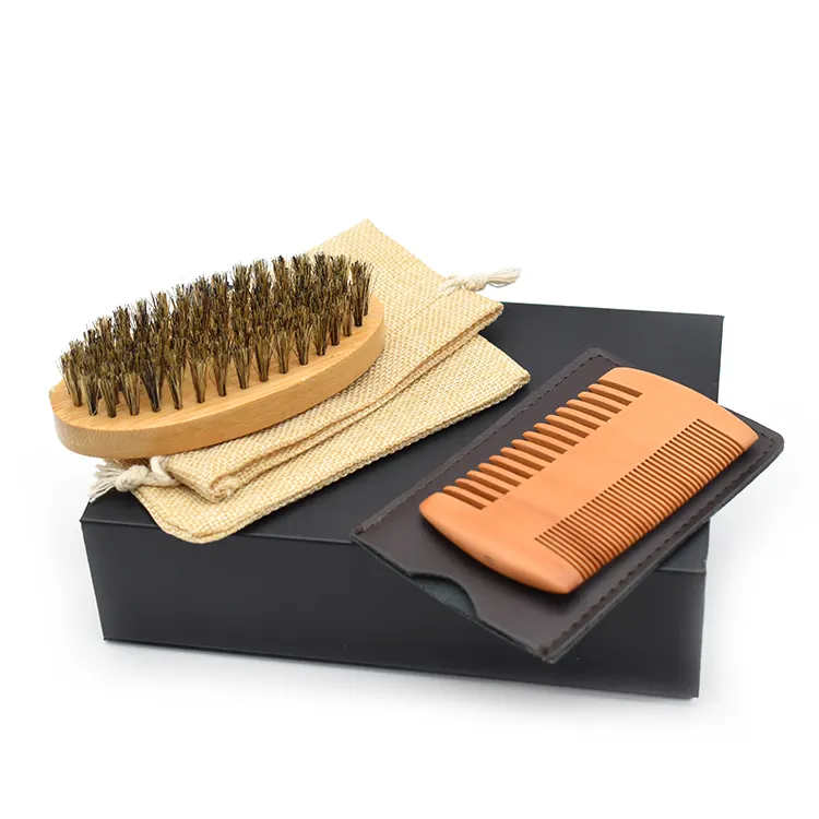 Custom Private Label Beard Care Growth Kit Comb Brush Beard Kit for Men Gifts