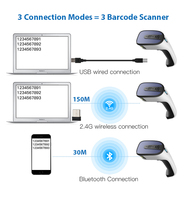 Nouveau lecteur de code QR sans fil 1D portable BT Scanner de codes à barres bon marché multifonction pour la vente au détail et l'entrepôt