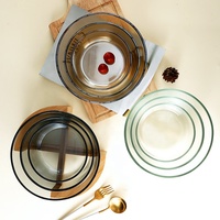 Vente chaude Simple base en bois de bambou assiette de fruits en verre salon assiette à collation ménage salade de fruits bol restaurant buffet bol