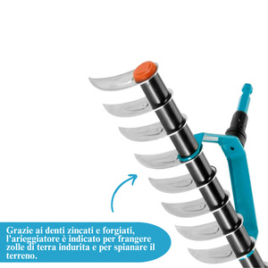 Rastrillo Galvanizado de 11 Dientes y 35 cm de Ancho con Revestimiento de Duroplast para Eliminar Musgo y Hierba - Product Image 4