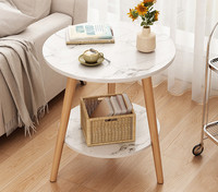 Petite table basse ronde en bois moderne et portable à 2 niveaux Mobilier de maison durable pour le bureau et le salon Décoration intérieure