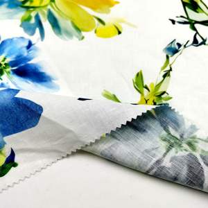 Tela <span class=keywords><strong>de</strong></span> Alta Calidad con Estampado Floral Azul, Tejido Liso, 45% Algodón, 55% <span class=keywords><strong>Lino</strong></span>, 106 GSM, para Bolsas <span class=keywords><strong>de</strong></span> Ropa y Fundas - Product Image 6