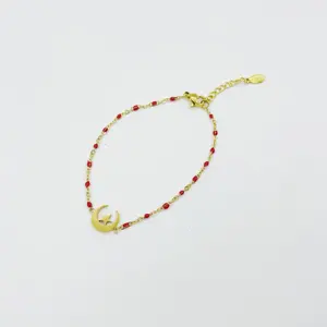 Gold Plated Beads Moon And Star Bracelet Set Designer Custom Wholesale Bracelet For Women