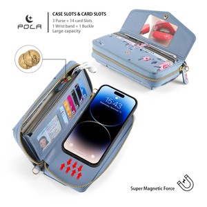 Neue POLA Multifunktionale Geldbörse Crossbody bemalte Blume Schutzhülle für iPhone 15 14 für Samsung große Kapazität Abdeckung - Product Image 3