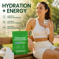 Boisson Énergisante et Hydratante au Yerba Maté Saveur Pastèque – 15 Sachets par Pochette – Supplément en Poudre d'Électrolytes pour Sports d'Été