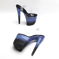 20CM / 8 pouces PVC supérieur femmes mode exotique haut talon plate-forme Peep Toe bride à la cheville sandale pôle chaussures de danse