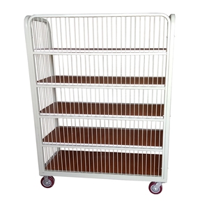 Chariot de stockage en fil métallique de conception à quatre roues du fabricant professionnel pour TruckcarrierMetal CartIron CageTransport Car - Product Image 2