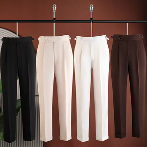 <span class=keywords><strong>Pantaloni</strong></span> da <span class=keywords><strong>Uomo</strong></span> Stile Napoletano, Gamba Dritta con Pieghe Italiane, <span class=keywords><strong>Pantaloni</strong></span> Eleganti Vintage per Ufficio, Matrimonio e Occasioni Formali Estive - Product Image 2