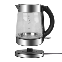Bouilloire électrique en verre borosilicate haute résistance 1,7 litre sans fil avec lumière LED