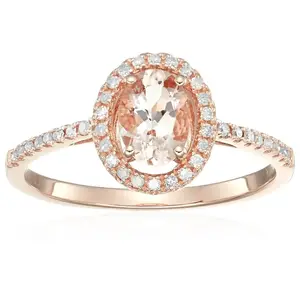 Luxury Engagement Ring Jewelry Fashion 925 Silver Rose Gold Plated Morganite Oval Cut Zircon Material Women