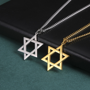 Vintage Nuovo Semplice Giudaismo Stella di David Pendenti di Collana In Acciaio Inox Oro Placcato Ebraica del Regalo Dei Monili Per Le Donne Degli Uomini - Product Image 2