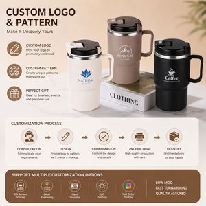Gobelet isotherme en acier inoxydable personnalisé avec poignée et couvercle infuseur à thé, double paroi, anti-fuite, pour café et thé, idéal comme cadeau - Product Image 6