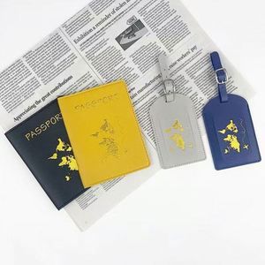 Juego de Porta Pasaportes Personalizable de Cuero PU Dorado con Etiqueta para Equipaje, Tarjeta de Embarque Metálica y Patrón de Letras y Logotipo - Product Image 2