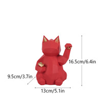 Chat porte-bonheur géométrique mignon en résine Art Déco, cadeau d'anniversaire pour adulte, décoration d'intérieur