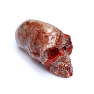 Hot Bán Tùy Chỉnh Màu Đỏ Tự Nhiên Jasper Kéo Dài Maya Người Ngoài Hành Tinh Sọ Bức Tượng Tay Khắc Khắc Đá Quý Cho Pha Lê Trang Trí - Product Image 1