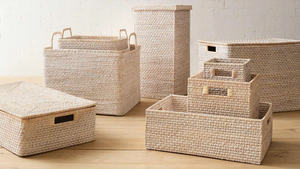 ตะกร้าหญ้าทะเลทำด้วยมือมีด้ามจับปรับแต่งสีและขนาดที่ออกแบบถอดออกได้สำหรับการจัดระเบียบบ้านซักรีดและตกแต่ง - Product Image 2