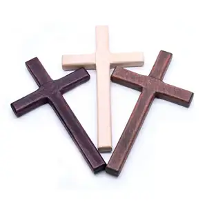 3 Colors Handmade Wooden Cross Prayer Hand Held Cross Pendant Cross