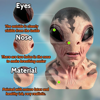 Masque Alien Effrayant en Latex Réaliste, Masques Visage OVNI pour Halloween, Anniversaire, Noël, Carnaval, Cosplay, Accessoires de Fête, Écologique et Réutilisable