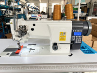 Machine à coudre industrielle à double aiguille à lit plat DS-4420-D robuste avec triple alimentation pour cuir et coupe-fil automatique