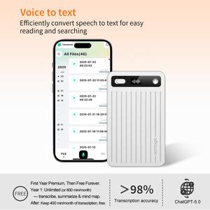 超薄型 64GB AIノート ボイスレコーダー ケース付き AIスマート デジタルボイスレコーダー アプリ連携 音声録音 マグネット式 会議用 - Product Image 6