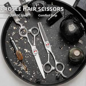 Tijeras Profesionales para Adelgazar el Cabello, Acero Inoxidable, Hoja Afilada de 30 Dientes, para Diestros, Mango Largo, Tijeras de Salón - Product Image 2