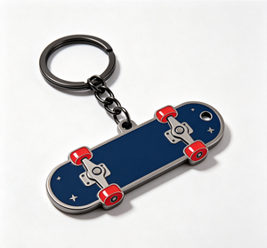 Porte-clés en métal personnalisé pour skateboard, broche émaillée, porte-clés plaqué, souvenir sportif, cadeau - Product Image 2