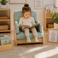 Canapé individuel Montessori Chuangjin pour enfants, fauteuil en bois massif et tissu rembourré pour maternelle et crèche, vente en gros
