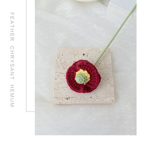 Bouquet de crochet de coquelicot tissé à la main grande laine tissée fleur artificielle décoration de la maison cadeau - Product Image 4