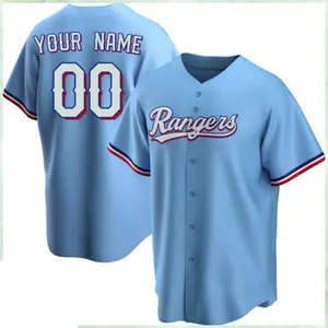Oem Mens Shirts Custom Printing Youth Baseball Uniform Texas Rangers Baseball Jersey Sublimation Embroidered Men's Jersey