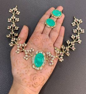 Conjunto de Collar y Pendientes de Lujo con Circonitas y Piedras para Mujer, Joyería de Diseño, Moda, para Bodas y Fiestas, Venta al por Mayor - Product Image 2