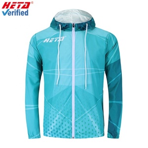 Coupe-vent personnalisé en polyester pour hommes avec protection UV, capuche réfléchissante, vente en gros, imprimé sur mesure, style mode - Product Image 1