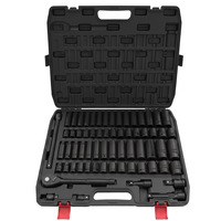 Jeu de douilles à chocs professionnel 65 pièces en acier CR-V, kit d'outils à cliquet hexagonaux pour réparation automobile, outils à main