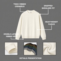 Sweat-shirt col rond en velours épais unisexe 400 GSM coupe classique col côtelé pour superposition automne personnalisable pour ODM