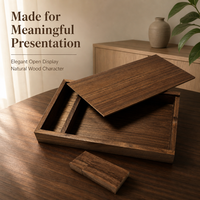 Kotak Foto USB Kayu Walnut Personalisasi (250X155X35mm) dengan Flashdisk Kayu 2.0 3.0 16GB 32GB