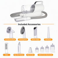 Kit de toilettage multifonctionnel 7-en-1 pour animaux de compagnie et aspirateur avec tuyau de 1,4 m, réservoir de poussière détachable de 2 L, tondeuse et rasoir pour poils de chien et de chat, en ABS