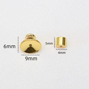 Pendientes cilíndricos sencillos de 5mm, tapones para los oídos, pendientes con forma de platillo volador de latón dorado de 18K, para hacer pendientes - Product Image 3