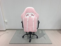 Chaise de Gamer Grande et Haute avec Support Lombaire, Chaise de Jeu Rose Luxe Réglable 3D avec Repose-Pieds