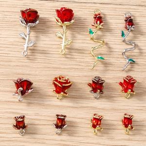 Модный кулон в виде красной розы, романтичный, из сплава, для самостоятельного изготовления, для чехлов для телефонов, брелоков, украшений, аксессуаров для рукоделия - Product Image 2