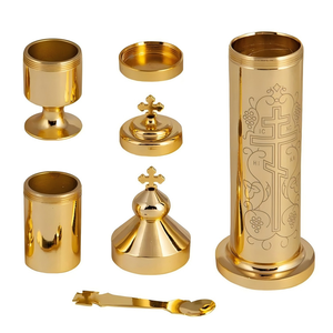 Ensemble de communion portable HT Orthodox en alliage plaqué or, ensemble de sainte communion de voyage avec gravure IC XC, mini-ensemble eucharistique <span class=keywords><strong>pour</strong></span> prêtre - Product Image 4