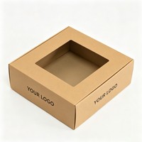 Boîte en papier kraft avec fenêtre, pliable, recyclable, boîte d'expédition en carton ondulé pour vêtements, sous-vêtements, chaussettes