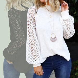 Tops à manches longues en dentelle pour femmes, chemisiers amples décontractés, <span class=keywords><strong>t</strong></span>-shirts, meilleure vente 2023 - Product Image 1
