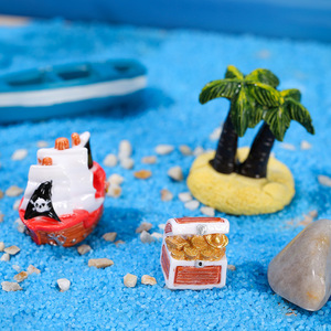 Figura de barco pirata en miniatura, decoración artesanal de resina para sala de estar, regalo de cumpleaños, juego de varias piezas - Product Image 2