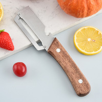 Multifunctionele bamboe handvat handmatige groenteborstel, aardappel- en suikerrietmes van roestvrij staal, flesopener, duurzaam