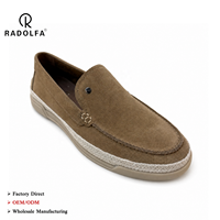 Mocassins en daim de vache pour hommes, détails métalliques, chaussures à enfiler, semelle à bord tressé, style décontracté chic, chaussures RADOLFA, couleurs personnalisées
