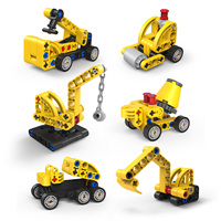 Kit de construction de véhicules de chantier 229 pièces, construisez 6 modèles : excavatrice, grue, rouleau compresseur, voitures, en plastique ABS, jouet éducatif pour enfants