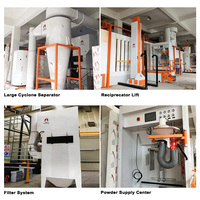 Cabine de peinture automatique à poudre pour la métallurgie des métaux avec four de cuisson et de séchage motorisé, contrôlée par PLC