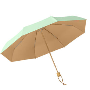 Cinq plis 8 os coloré manche en bois massif <span class=keywords><strong>parapluie</strong></span> simple pour hommes et femmes <span class=keywords><strong>petit</strong></span> et frais avec impression de logo personnalisé - Product Image 1