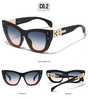 Lunettes de soleil de luxe pour hommes, style œil de chat, grande monture, branches décoratives ajourées, pour la rue et l'extérieur